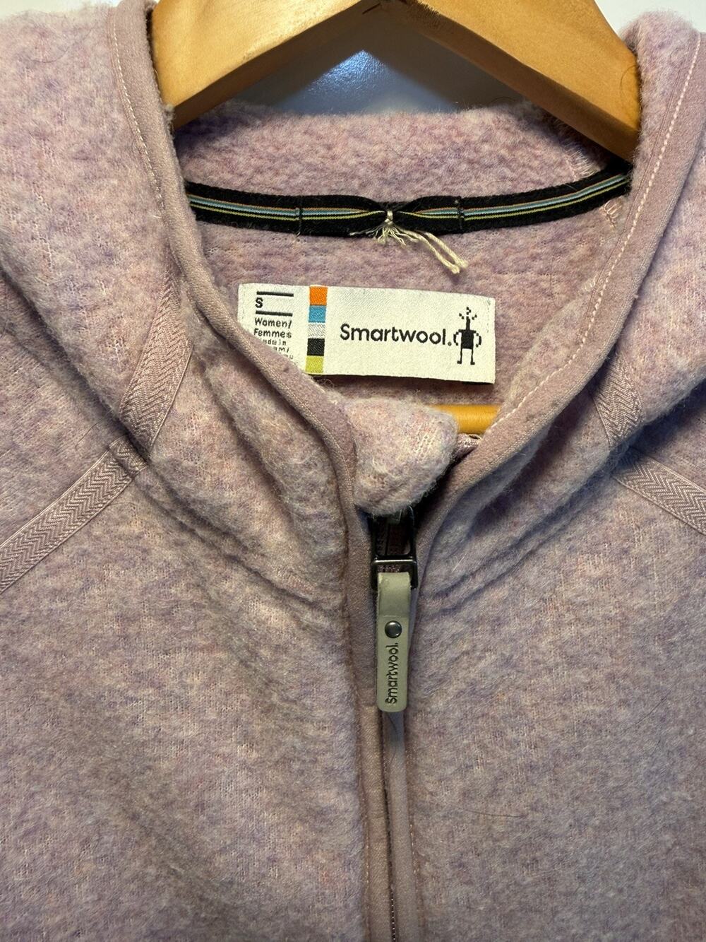 Smartwool Hudson Trail Fleece Half Zip Anorak Muted Purple Hood Women’s Sz S